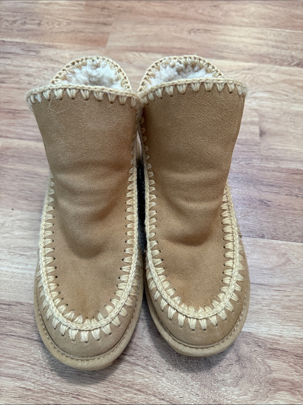 BearPaw Chestnut Suede Shearling Ankle Booties